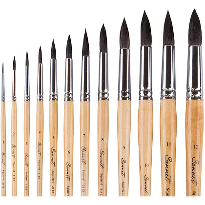 Кисть "Сонет", белка микс, круглая, на короткой ручке, №8 - 2