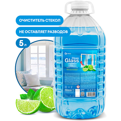 Средство для мытья окон и стекол "Clean Glass", голубая лагуна, 5 кг