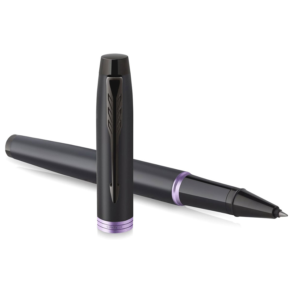 Ручка-роллер Parker "IM Vibrant Rings T315 Amethyst Purple PVD", 0,5 мм, черный, фиолетовый, стерж. черный - 3