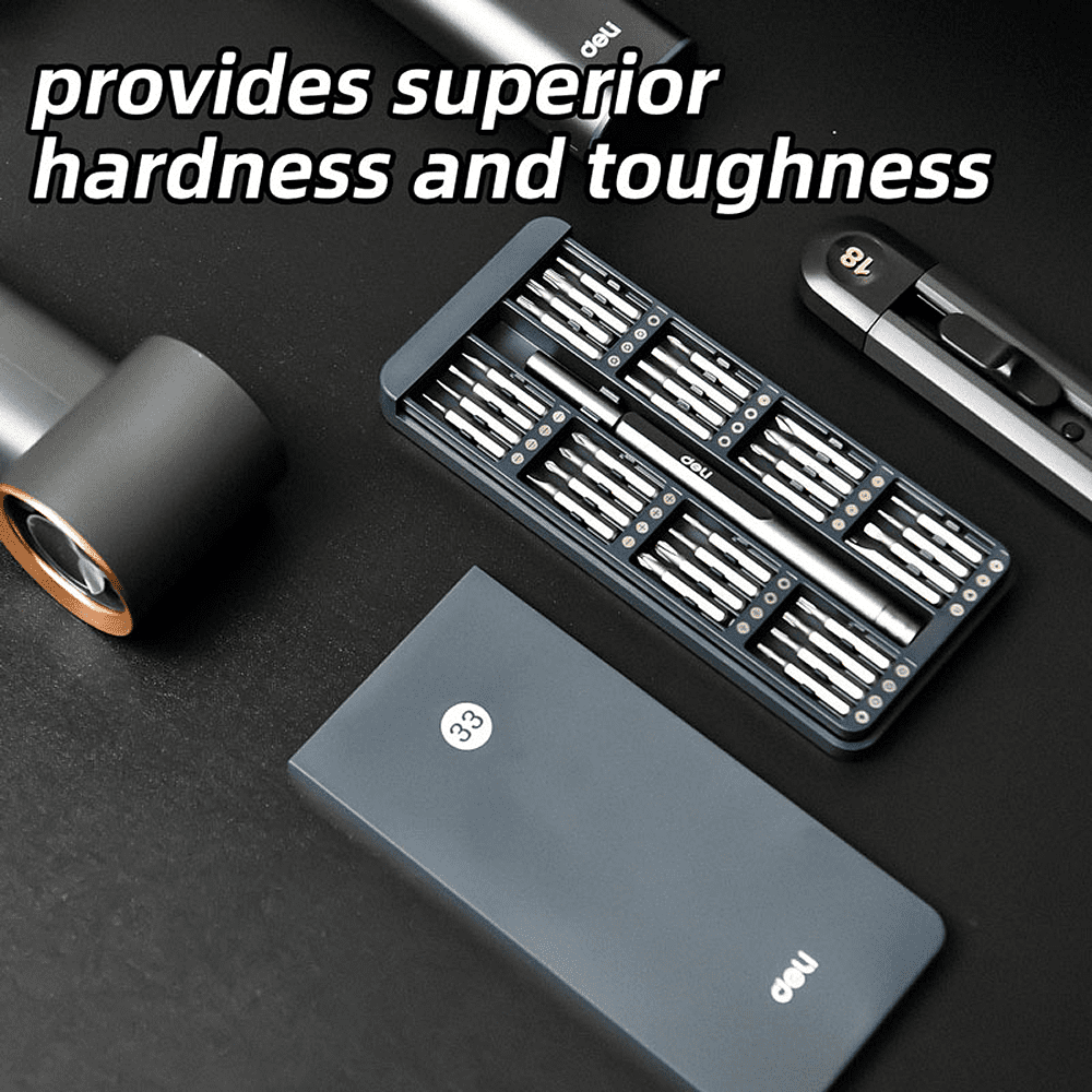 Отвертка ударная с набором бит Deli YS EDL241033, 33 штуки, металлический кейс - 4