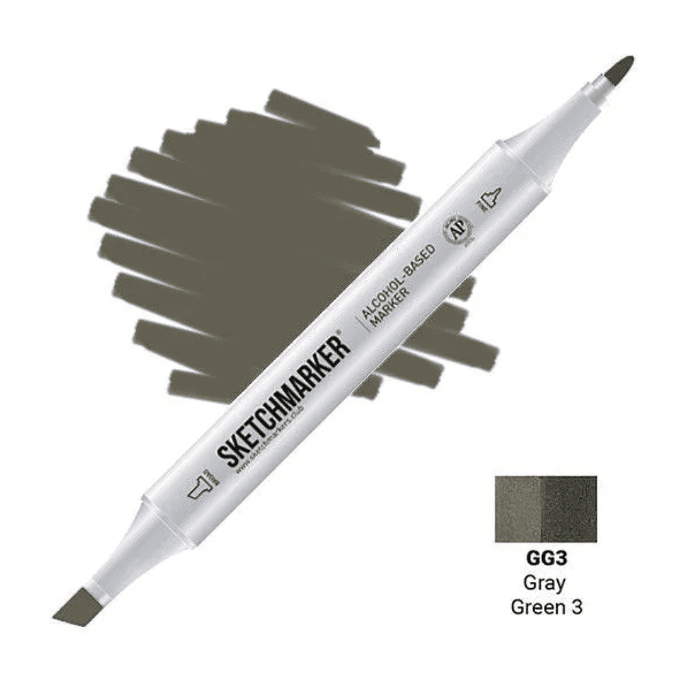 Маркер перманентный двусторонний "Sketchmarker", GG3 серо-зеленый 3