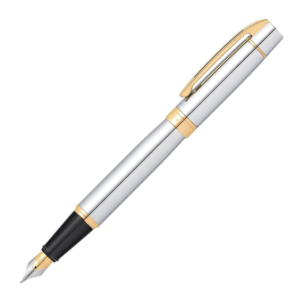 Ручка перьевая "Sheaffer 300 Chrome", M, серебристый, золотистый, патрон черный, синий - 2