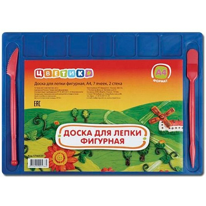 Доска для лепки "Цветик", пласт., +2 стека, ассорти - 2