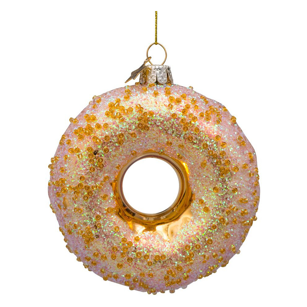 Украшение новогоднее "Пончик с блесками", золотистый