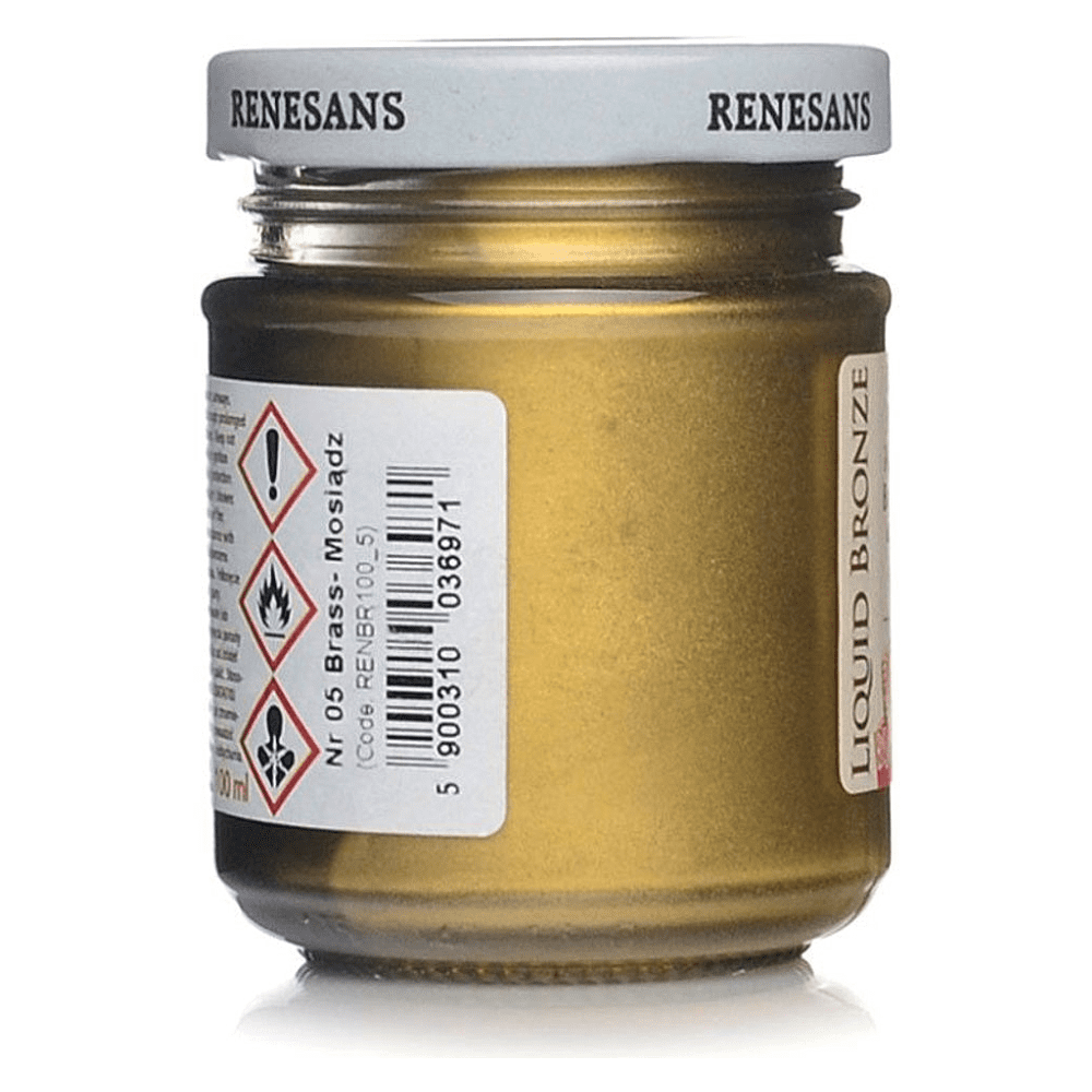 Краски для декоративных работ "Renesans", жидкий металл, №5 латунь, 100 мл, банка - 2