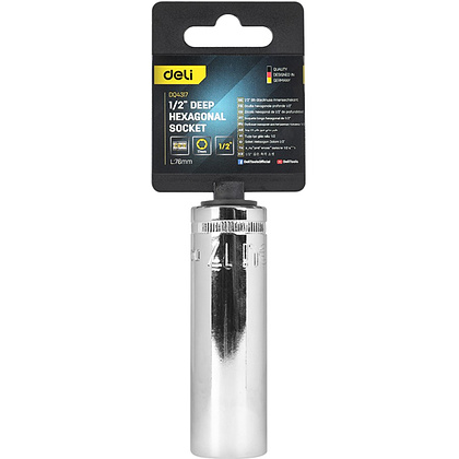 Головка торцевая шестигранная Deli YS EDQ4317 1/2", 17 мм, глубокая, серебристый