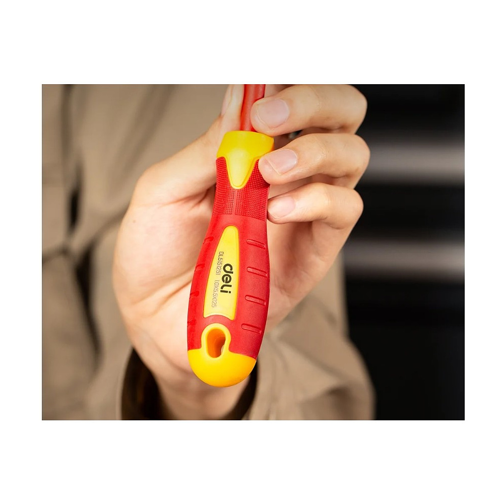 Отвертка диэлектрическая Deli YS EDL5151251, SL5,5х125 мм, желтый, красный - 3