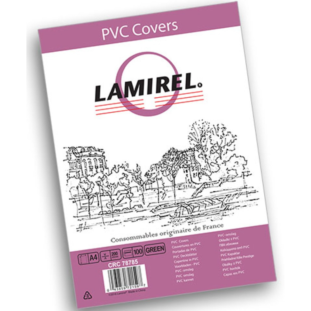 Обложка Lamirel Transparent A4, PVC, зеленый, 200мкм, 100 шт 