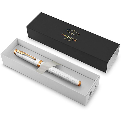 Ручка перьевая Parker "IM Premium Pearl GT", F, белый, золотистый, патрон синий - 4
