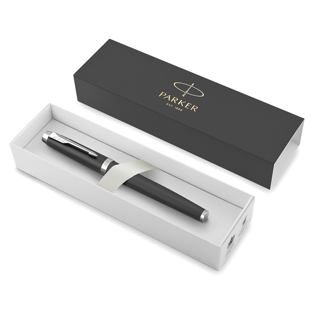 Ручка-роллер "Parker IM Essential Matte Black CT", 0.5 мм, черный, серебристый, стерж. черный - 4