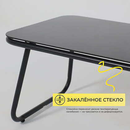 Комплект мебели садовой AksHome GARDENIA (кресло  2 шт, диван 1 шт, стол 1 шт), черный - 8