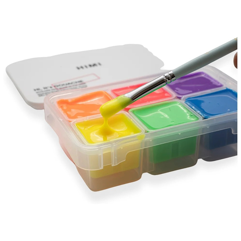 Краски гуашевые "Himi Jelly Cup.Glow in the dark. Bright color", набор 6 цветов, 23 мл., кювета, пластиковый футляр - 2