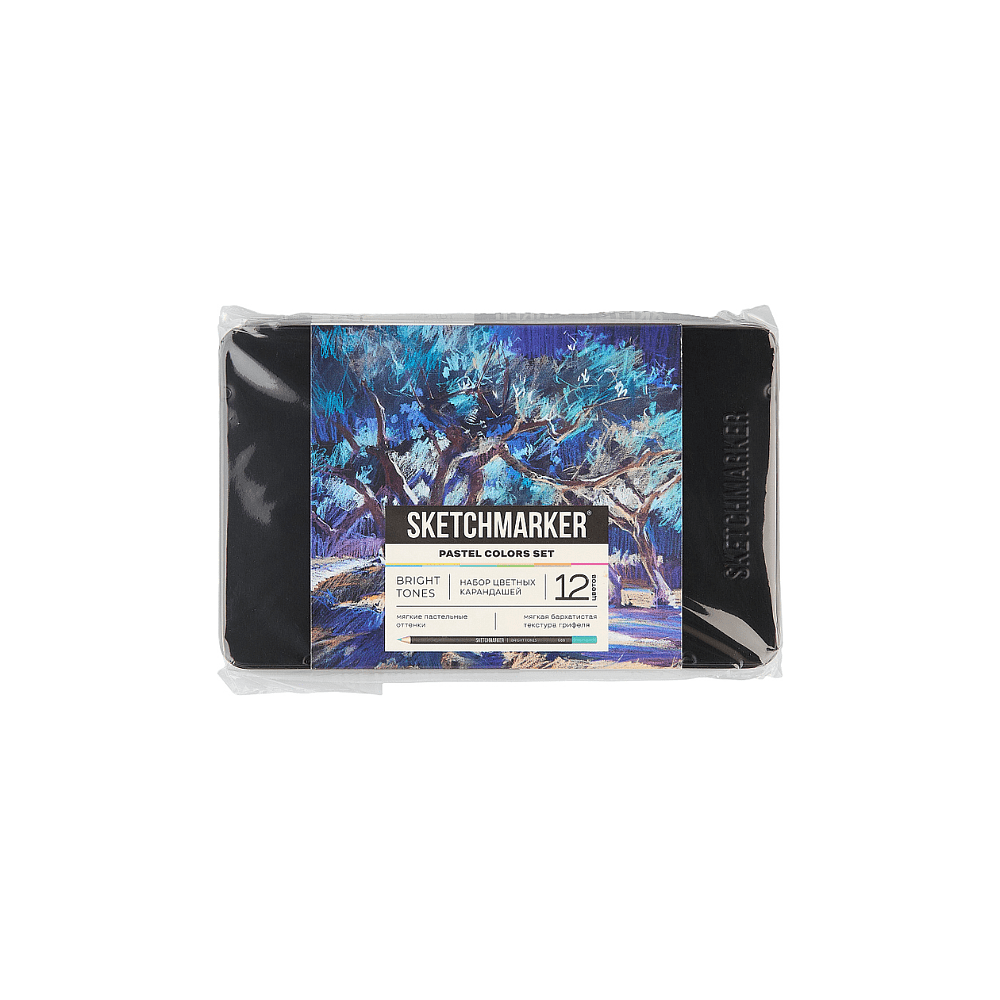 Карандаши цветные "Sketchmarker Пастельные оттенки", набор 12 цветов, жестяной пенал - 2