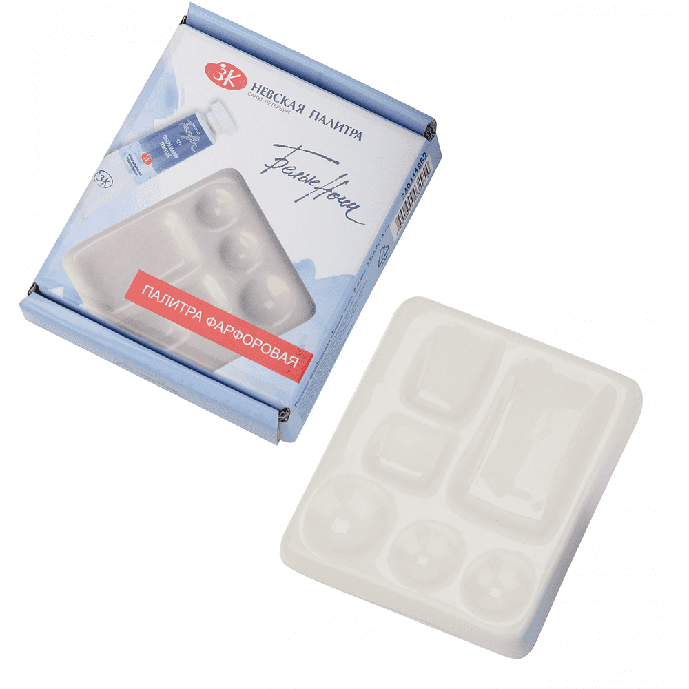 Палитра фарфоровая "Белые ночи", прямоугольная, 6 ячеек - 2