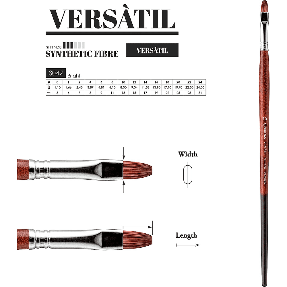 Кисть для рисования "Escoda Versatil Brush L/H 3042", синтетика, "кошачий язык", №14 - 3