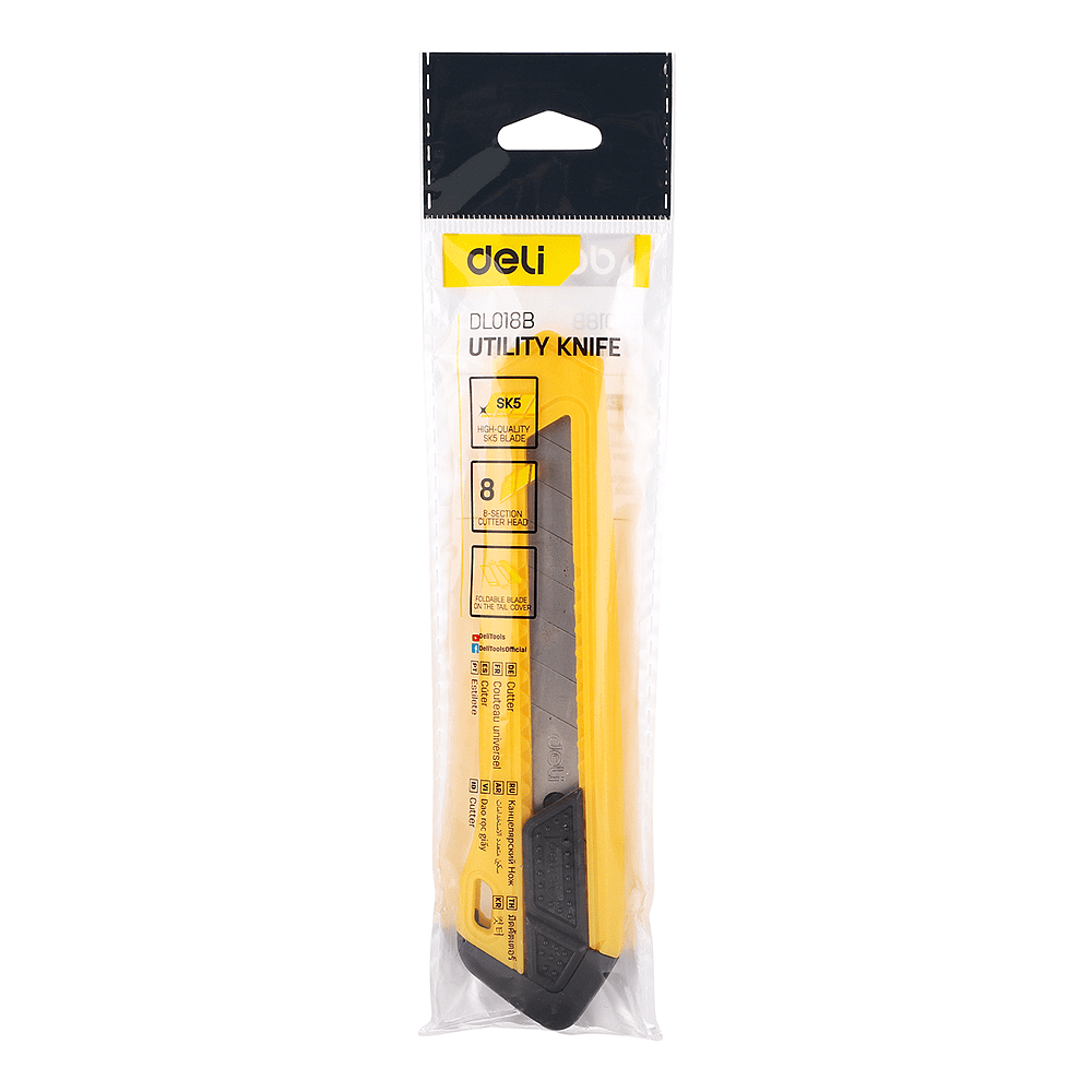 Нож для бумаги "Deli DL018B", 18 мм, жёлтый - 3