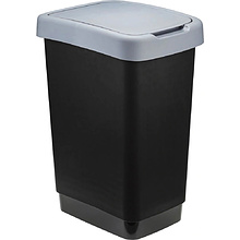 Урна для мусора IDEA, 25 л, пластик, черный, серый