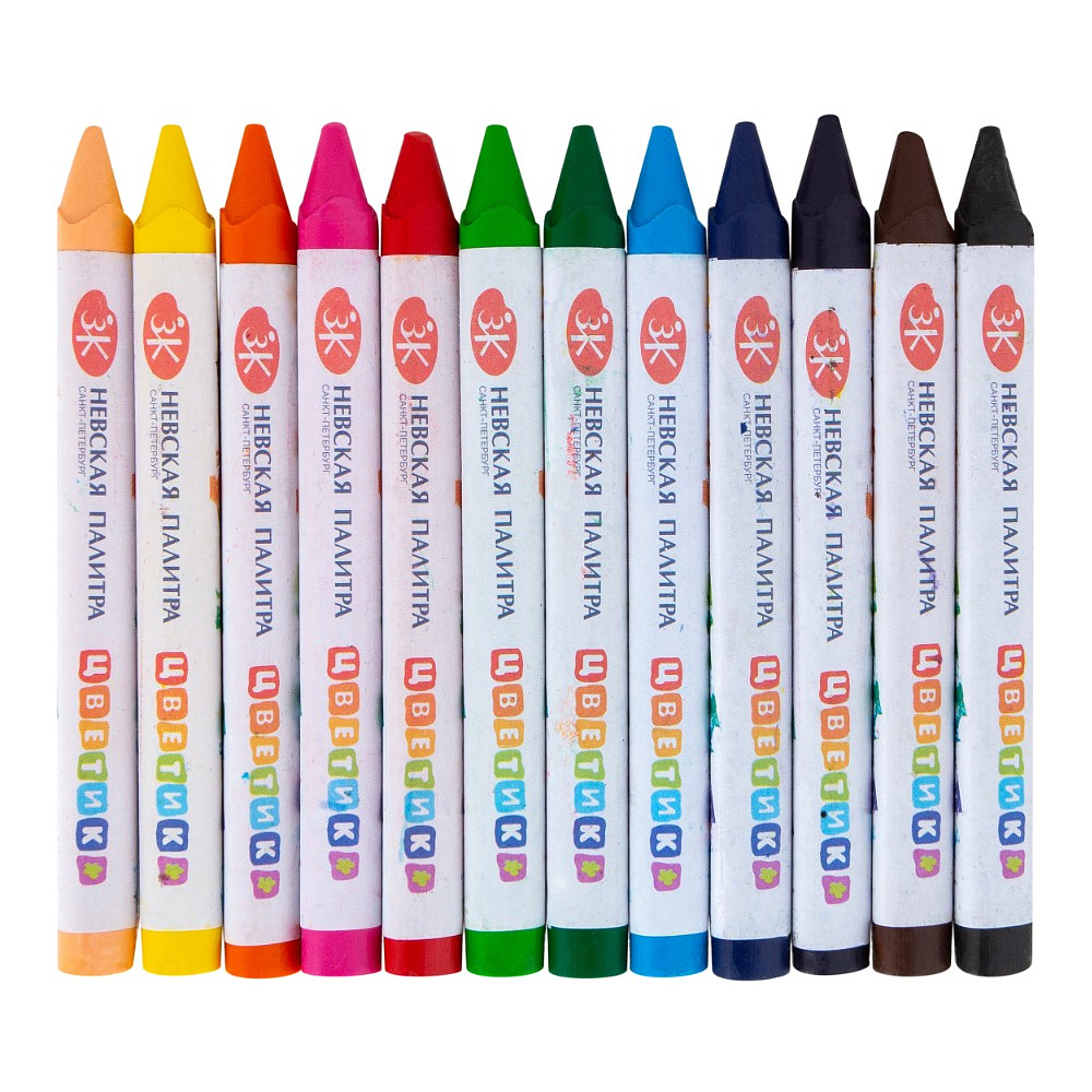 Мелки восковые "Цветик", 12 шт., треугольные - 4