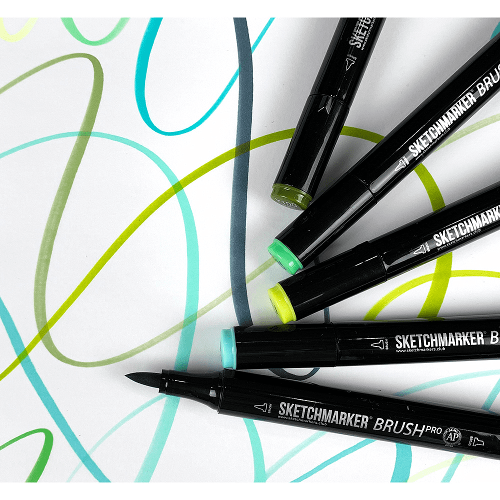 Маркер перманентный двусторонний "Sketchmarker Brush", GG8 серо-зеленый 8 - 5