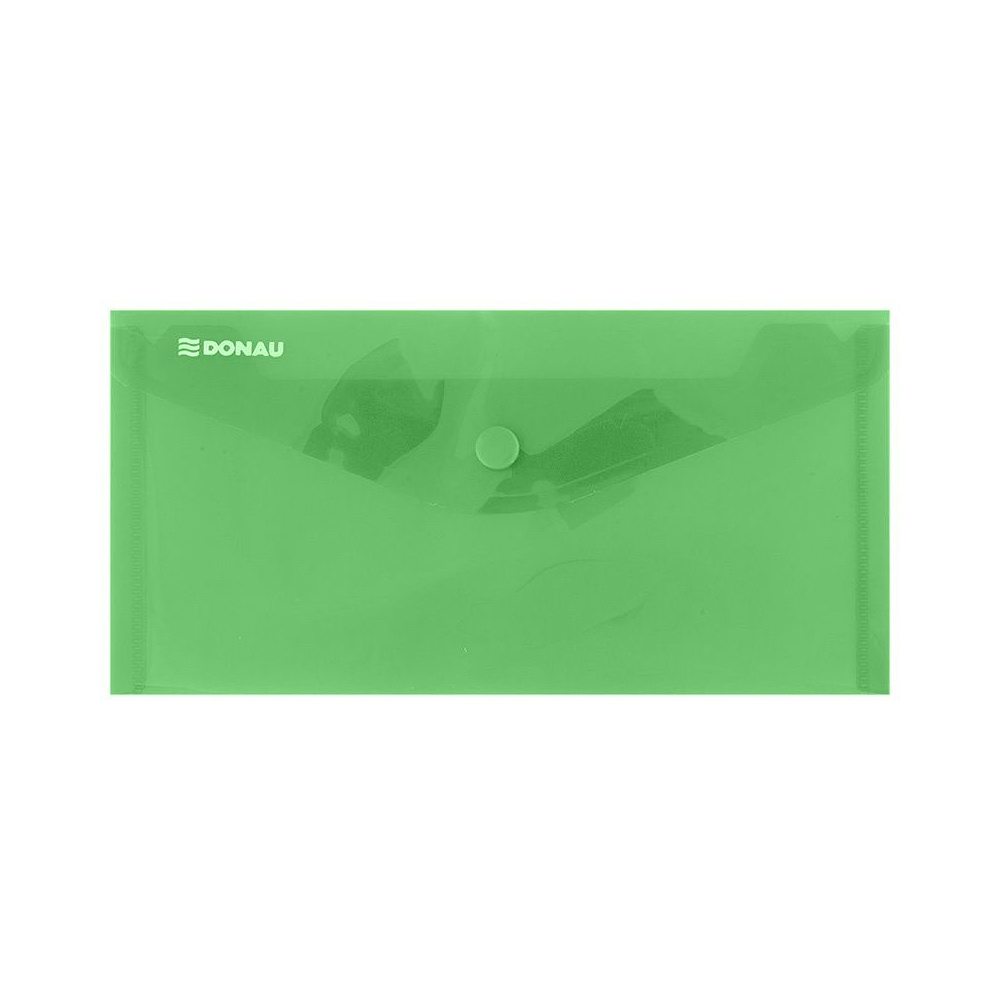 Папка-конверт на кнопке "Donau DL", dl, зеленый прозрачный