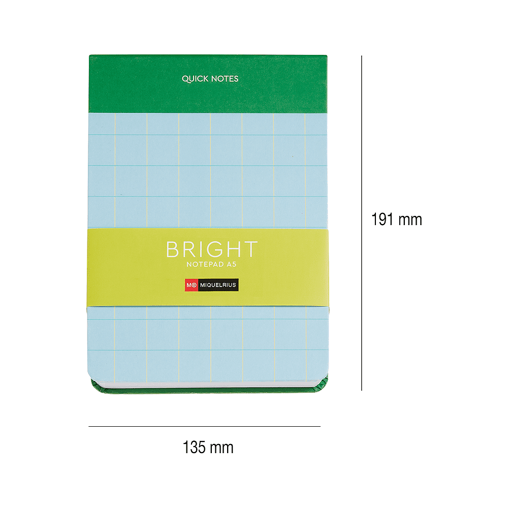 Блокнот "Bright", А5, 135х191 мм, 80 листов, линейка, зеленый, голубой - 2
