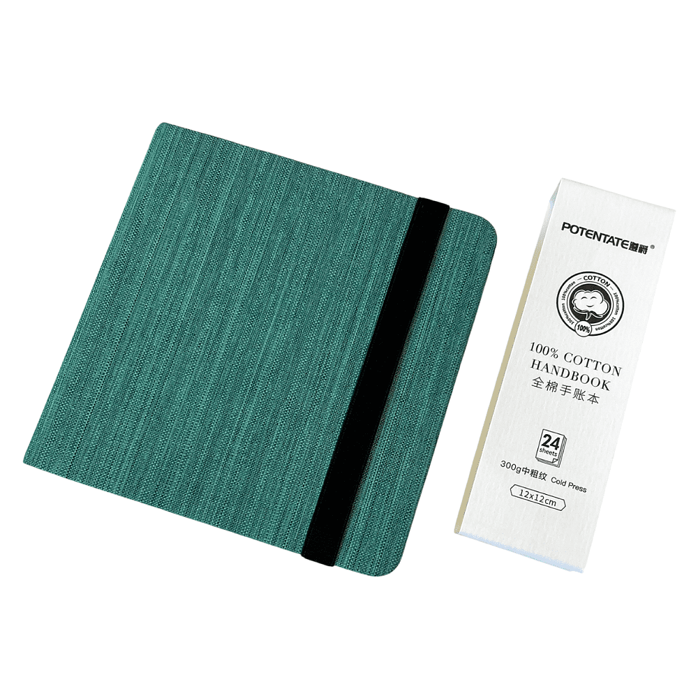 Cкетчбук для акварели "Potentate", горячий пресс, 12х12 см, 300 г/м2, 24 листа, мятный - 2