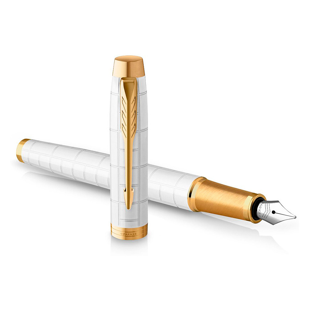 Ручка перьевая Parker "IM Premium Pearl GT", F, белый, золотистый, патрон синий - 2