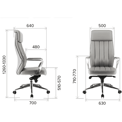 Кресло компьютерное EVERPROF Tokyo, экокожа, серый, металл - 4