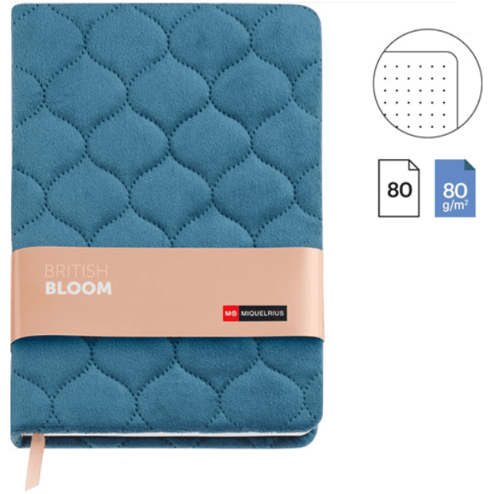 Блокнот Miquelrius  "Engraved Br. Bloom", А5, 80 листов, в точку, синий - 2