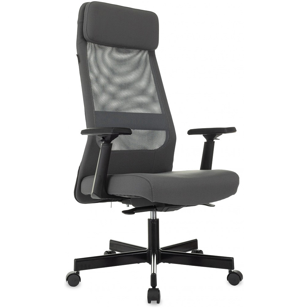 Кресло для руководителя Бюрократ T-995, ткань, сетка, серый, металл черный