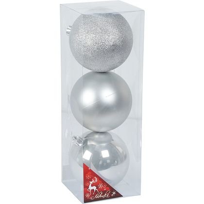 Шар елочный "212433", 15 см, пластик, ассорти, 3шт/уп.