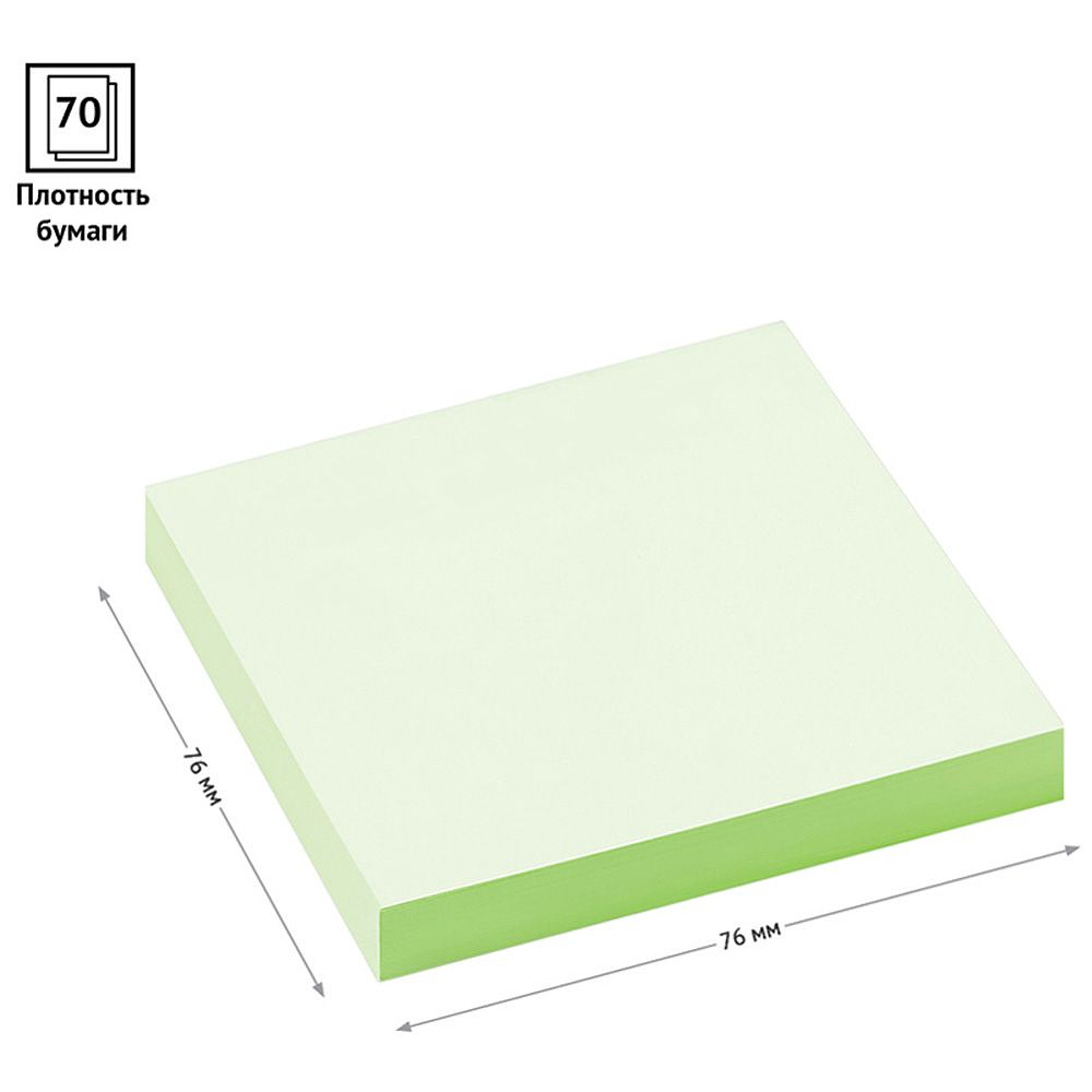 Бумага для заметок на клейкой основе "OfficeSpace", 76x76 мм, 100 листов, зеленый - 3