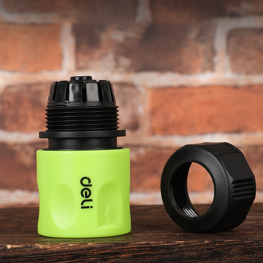 Соединитель-коннектор для шлангов Deli GS EDL8793, 1/2", быстросъемный с аквастопом, черный, зеленый - 4