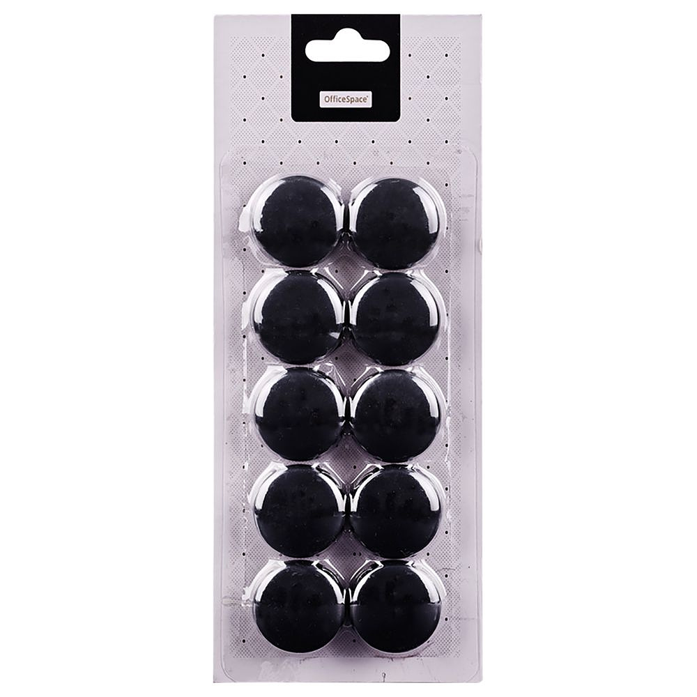Кнопки магнитные "OfficeSpace", 30 мм, 10 шт., черный