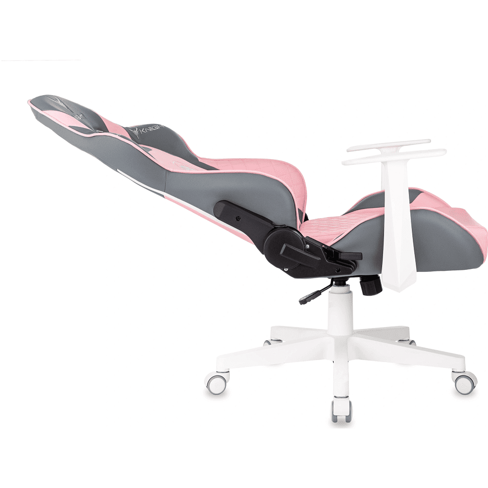 Кресло игровое Бюрократ Knight "Catzy", экокожа, пластик, серый, розовый - 11