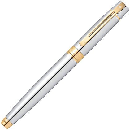 Ручка перьевая "Sheaffer 300 Chrome", M, серебристый, золотистый, патрон черный, синий - 3