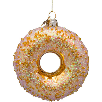 Украшение новогоднее "Пончик с блесками", золотистый