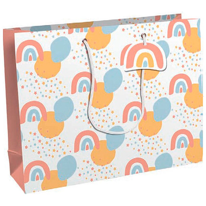 Пакет бумажный подарочный "Welcome", 37.3x11.8x27.5 см, разноцветный
