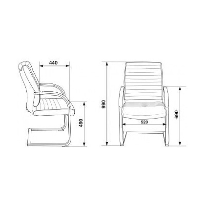 Кресло на полозьях "Бюрократ T-8010-LOW-V", искусственная кожа, черный - 5