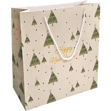 Пакет бумажный подарочный "Елки", 32х32х12 см, молочный