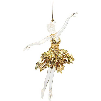 Украшение новогоднее "Балерина в золотом", прозрачный, золотистый