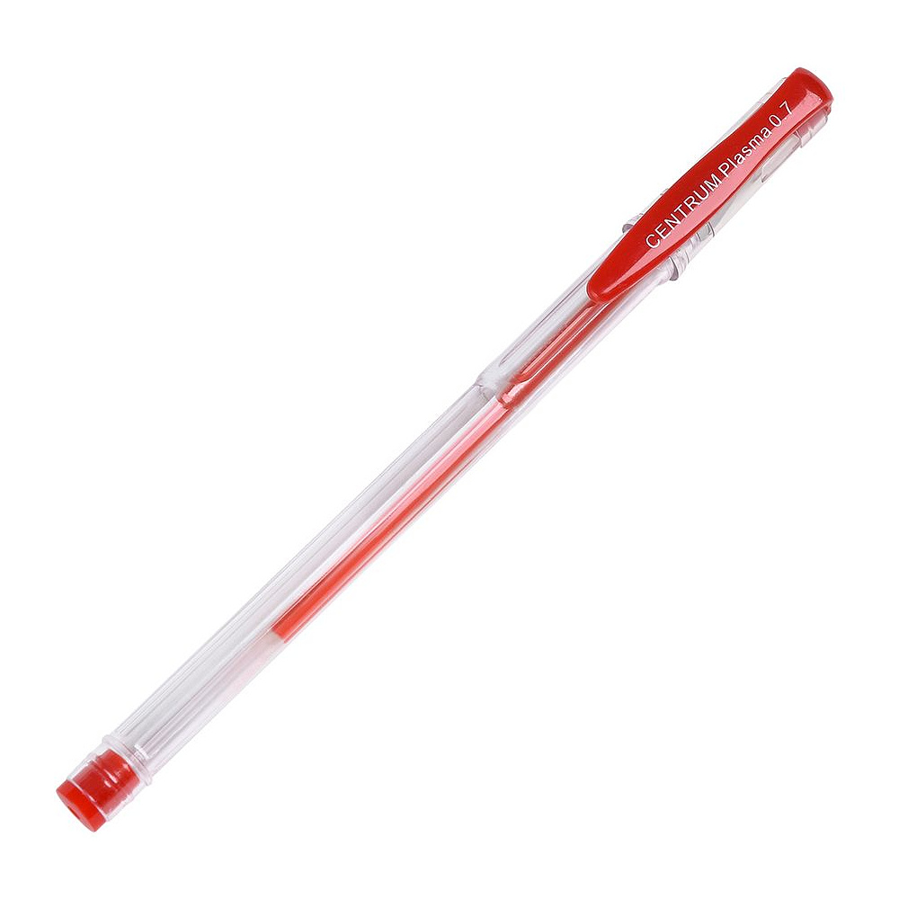 Ручка гелевая Plasma, 0.7 мм, прозрачный, стерж. красный