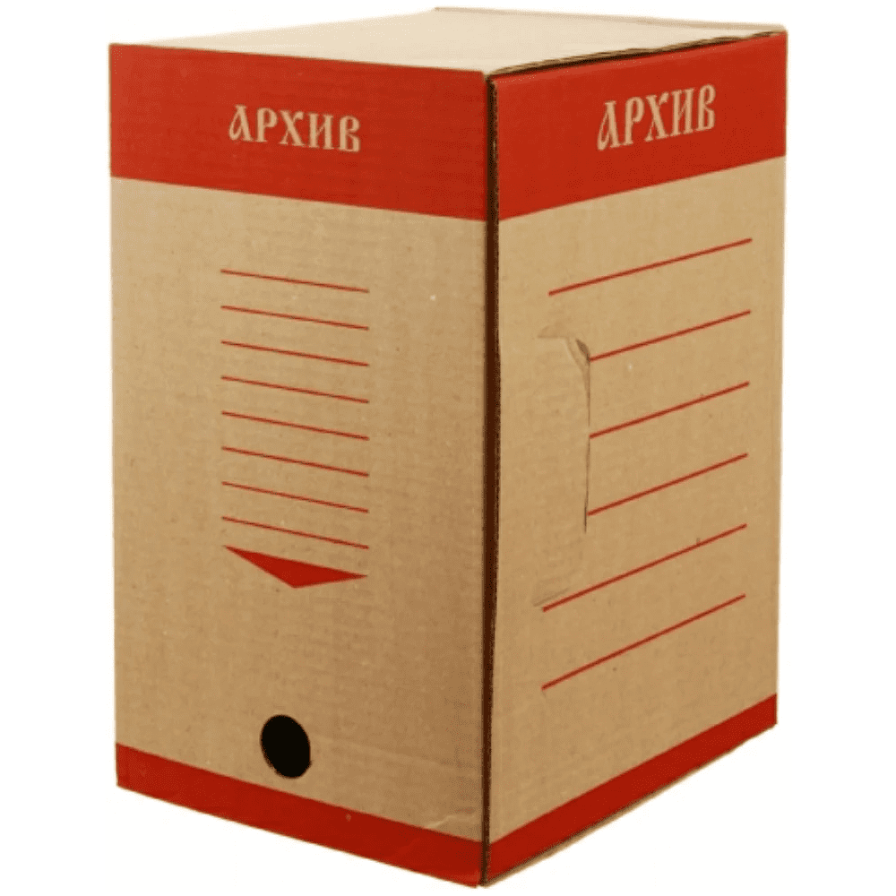 Коробка архивная "Эко", 200x327x240 мм, бурый, красный