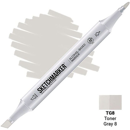 Маркер перманентный двусторонний "Sketchmarker", TG8 серый тонированный №8