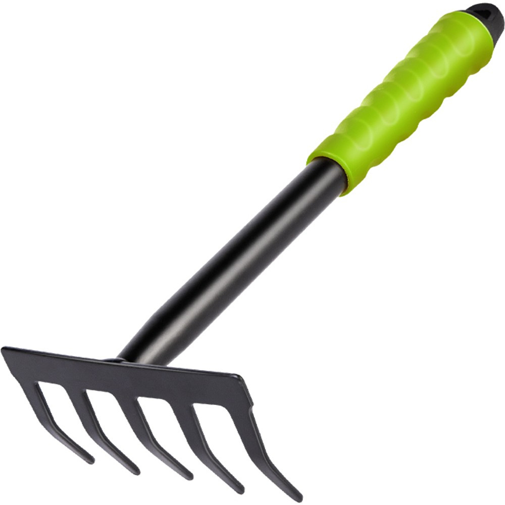 Грабли садовые Deli GS EDL580813, 310 мм, противоскользящая рукоятка, черный, зеленый
