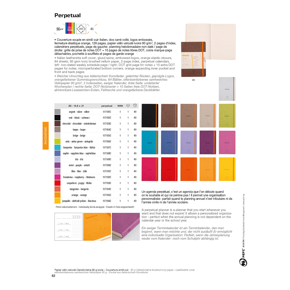 Еженедельник недатированный "Rhodiarama Perpetual", А5, 64 листа, серо-коричневый - 5