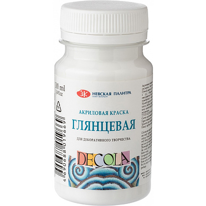 Краска акриловая глянцевая "Декола", 104 белая, 100 мл. банка