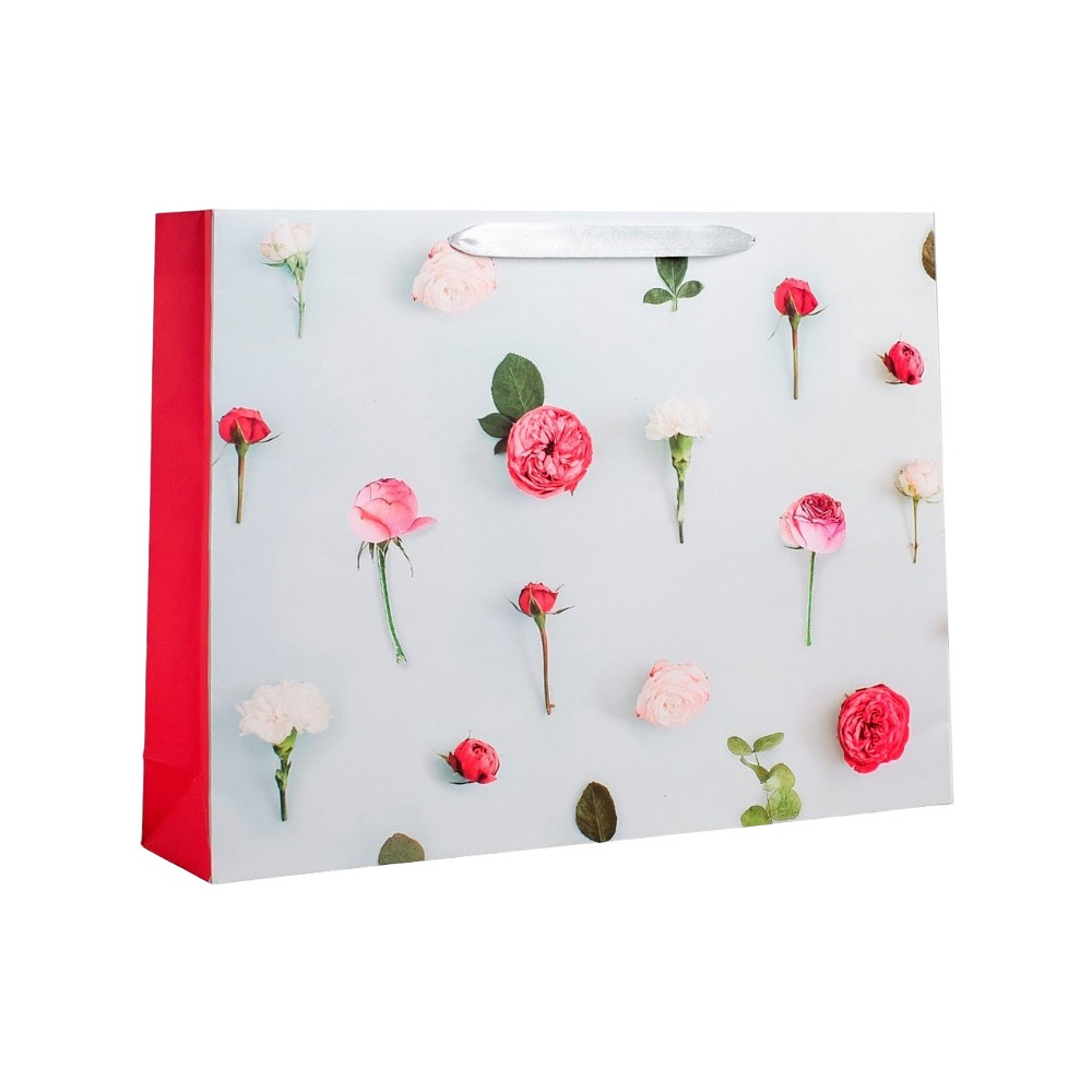 Пакет бумажный подарочный "Ты прекрасна", 27x23x11.5 см, голубой, розовый