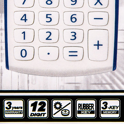 Калькулятор карманный Rebell "SHC312+RD", 12-разрядный, белый - 3