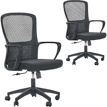 Кресло для персонала SitZone U-069B, сетка, ткань, пластик, черный, 2 шт/упак, -30%